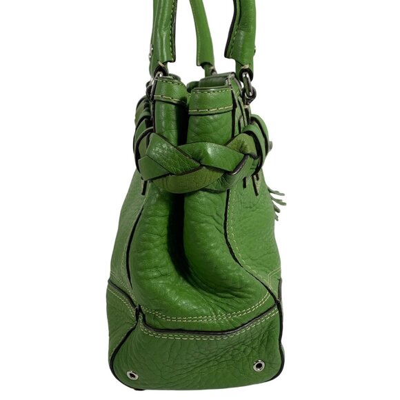 COACH Hamilton F13084 Green Leather Braided Belt Zip Top Shoulder Bag + Tag/Fob - Picture 7 of 13